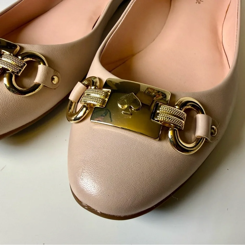 Kate Spade New York Phoebe Blush Pink Leather Ballet Flats Size 9.5M Preppy Chic